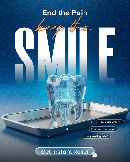 Dental clinic poster (design sample): End the Pain, Keep the Smile