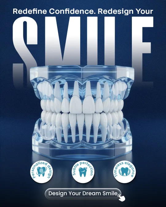Dental clinic poster (design sample): Redefine Confidence. Redesign Your Smile