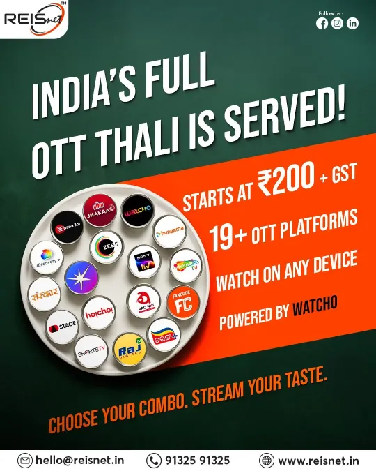 Reisnet social media post: India's Full OTT Thali — 19+ OTT platforms