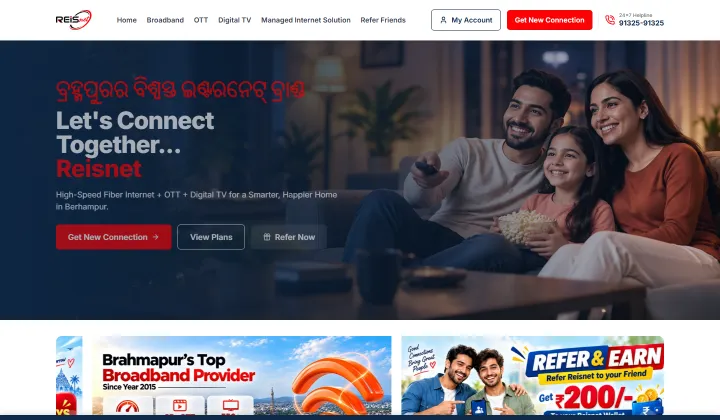 Reisnet Broadband website screenshot